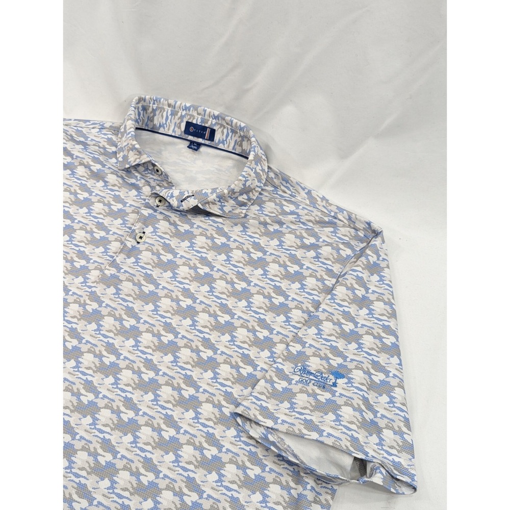 Stitch‎ Golf Polo Shirt XL Multi Color Camo Polyester Spandex River Oaks Golf